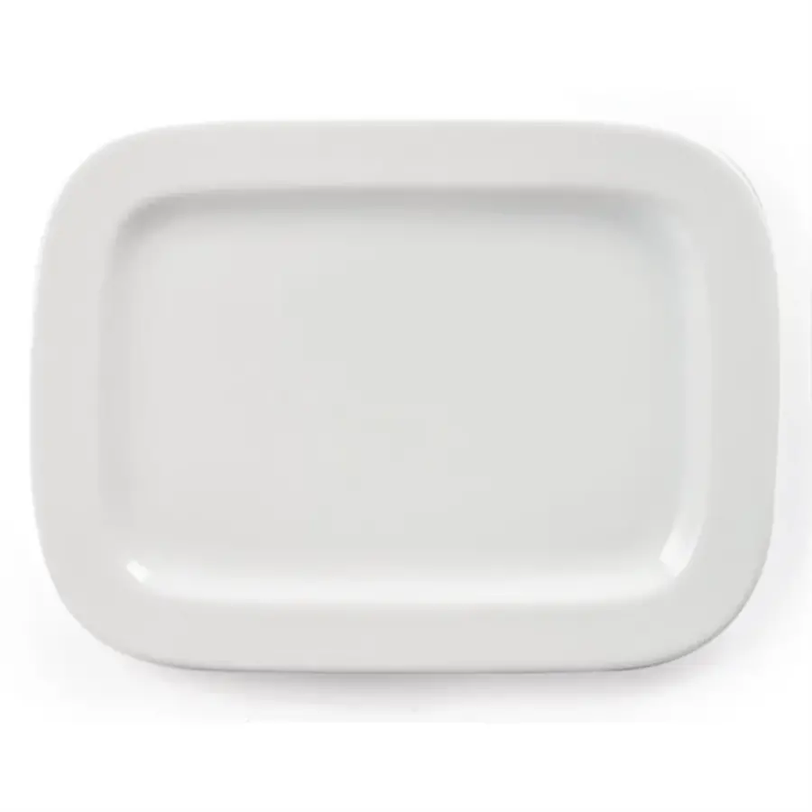 Whiteware round rectangular plates | 230mm | (pack of 12)