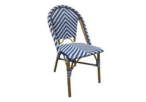  Bolero Chaise d'appoint en rotin de style parisien | bleu | 2 pièces | Rotin | 89(h) x 56,4(l)cm 