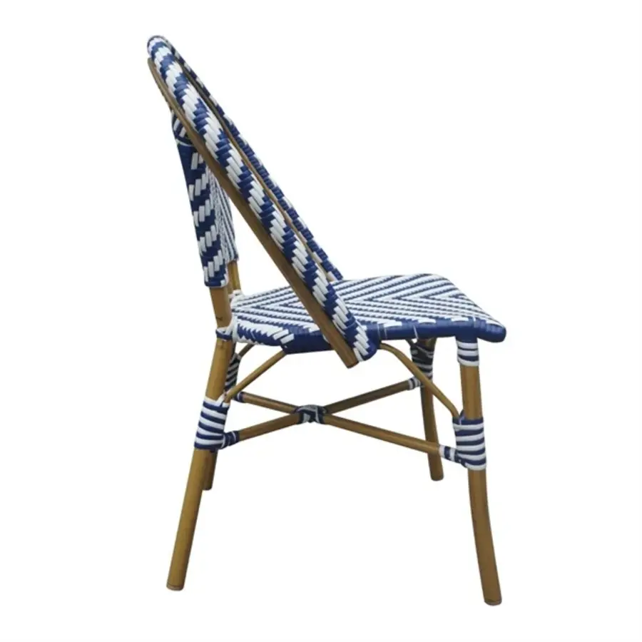 Parijse stijl rotan bijzetstoel | blauw | 2 Stuks | Rotan | 89(h) x 56,4(b)cm