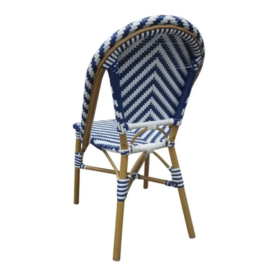 Chaise d'appoint en rotin de style parisien | bleu | 2 pièces | Rotin | 89(h) x 56,4(l)cm