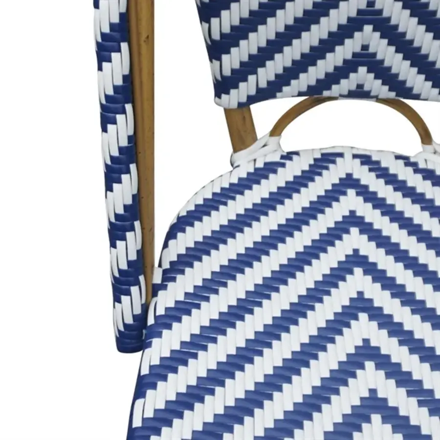 Chaise d'appoint en rotin de style parisien | bleu | 2 pièces | Rotin | 89(h) x 56,4(l)cm