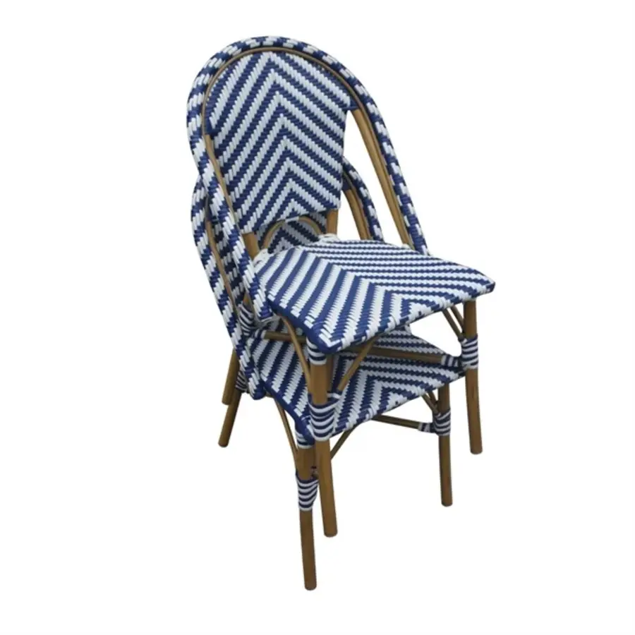 Parijse stijl rotan bijzetstoel | blauw | 2 Stuks | Rotan | 89(h) x 56,4(b)cm