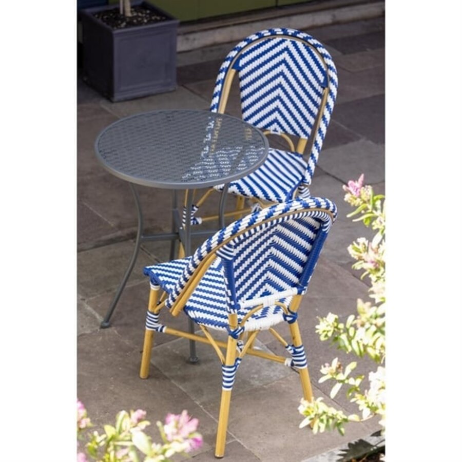 Chaise d'appoint en rotin de style parisien | bleu | 2 pièces | Rotin | 89(h) x 56,4(l)cm