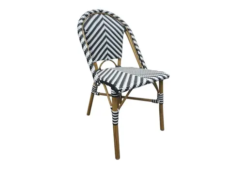  Bolero Chaise d'appoint en rotin de style parisien |Noir | 2 pièces | 89(h) x 56,4(l)cm 