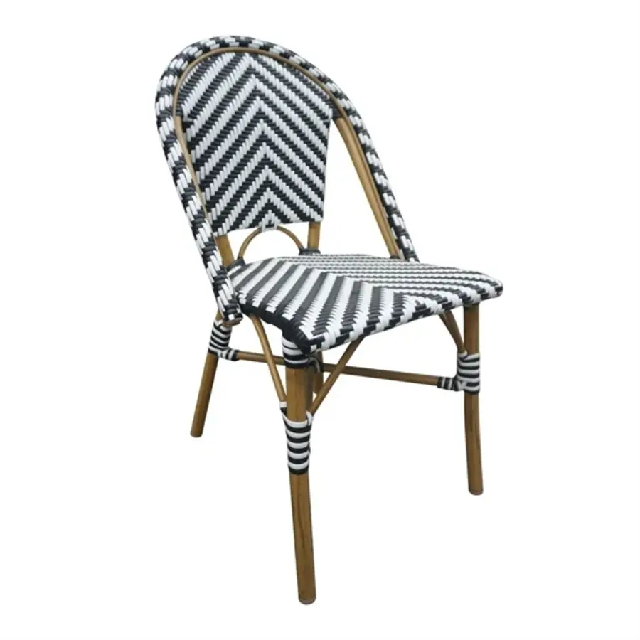 Chaise d'appoint en rotin de style parisien |Noir | 2 pièces | 89(h) x 56,4(l)cm