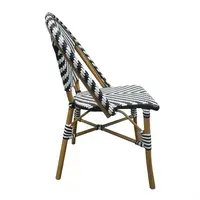 Chaise d'appoint en rotin de style parisien |Noir | 2 pièces | 89(h) x 56,4(l)cm