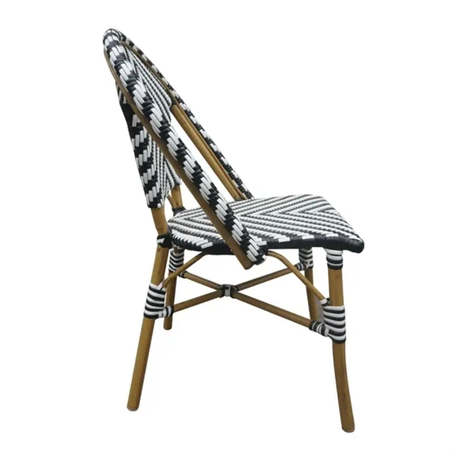 Chaise d'appoint en rotin de style parisien |Noir | 2 pièces | 89(h) x 56,4(l)cm