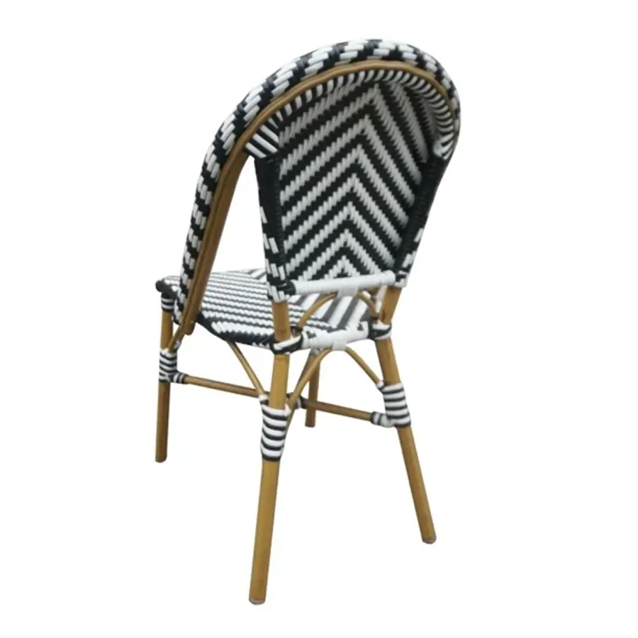 Chaise d'appoint en rotin de style parisien |Noir | 2 pièces | 89(h) x 56,4(l)cm