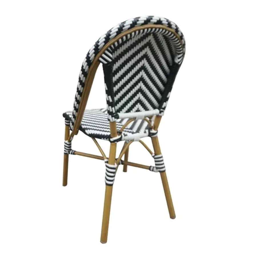 Parijse stijl rotan bijzetstoel |Zwart | 2 stuks | 89(h) x 56,4(b)cm