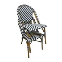 Chaise d'appoint en rotin de style parisien |Noir | 2 pièces | 89(h) x 56,4(l)cm