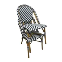 Parijse stijl rotan bijzetstoel |Zwart | 2 stuks | 89(h) x 56,4(b)cm