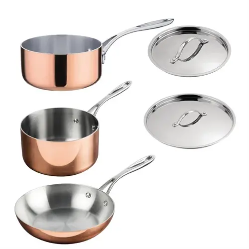  Vogue cook like a pro 3 piece triple wall copper pan set 