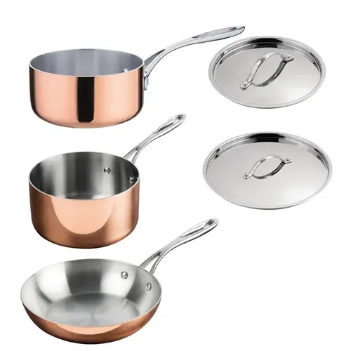  Vogue cook like a pro 3-piece triple-walled copper pan set 