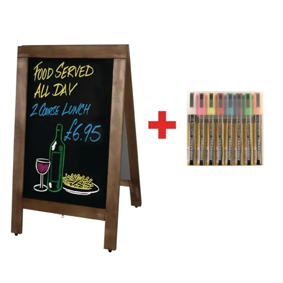 groot stoepbord | Gratis set Securit-pennen | 120(h) x 70(b) x 120(d)cm