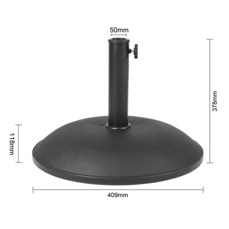 Sonnenschirmständer aus Beton | schwarz | 20 kg | 37,8 (H) x 40,9 (B) cm