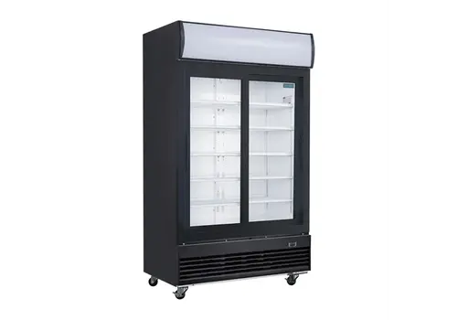  Polar Polar | G-Series Rechtopstaande Schuifdeur Displaykoeling met Lichtbak | 950Ltr | Zwart 