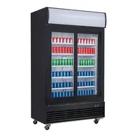 Polar | G-Series Rechtopstaande Schuifdeur Displaykoeling met Lichtbak | 950Ltr | Zwart