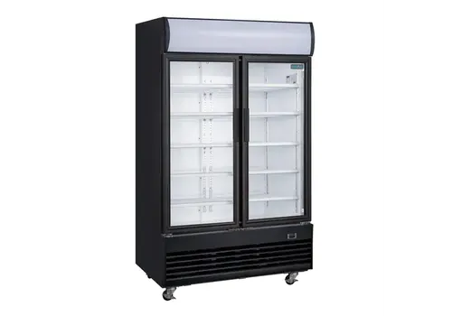  Polar Polaire | Vitrine réfrigérée à porte battante verticale série G avec caisson lumineux | 950 litres | Noir 