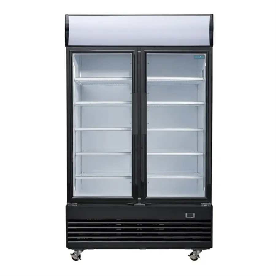 Polaire | Vitrine réfrigérée à porte battante verticale série G avec caisson lumineux | 950 litres | Noir