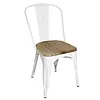 Bolero bistrot | chaises d'appoint avec coussin d'assise en bois | blanc | (4 pièces)