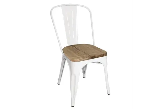  Bolero bistro | bijzetstoelen met houten zitkussen | wit | (4 stuks) 