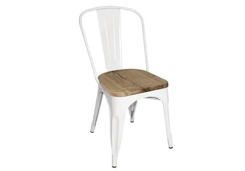  Bolero bistrot | chaises d'appoint avec coussin d'assise en bois | blanc | (4 pièces) 