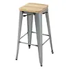 Bolero bistro | high stools with wooden seat cushion | galvanized steel | (4 pieces)