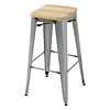 Bolero bistrot | tabourets hauts avec coussin d'assise en bois | acier galvanisé | (4 pièces)