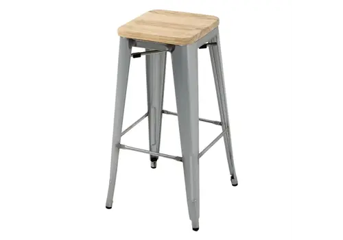  Bolero bistro | high stools with wooden seat cushion | galvanized steel | (4 pieces) 