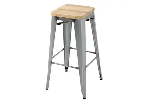  Bolero bistrot | tabourets hauts avec coussin d'assise en bois | acier galvanisé | (4 pièces) 