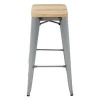 bistrot | tabourets hauts avec coussin d'assise en bois | acier galvanisé | (4 pièces)