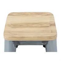 bistro | high stools with wooden seat cushion | galvanized steel | (4 pieces)