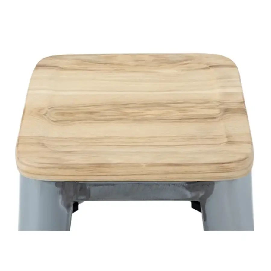 Bolero bistro | high stools with wooden seat cushion | galvanized steel | (4 pieces)