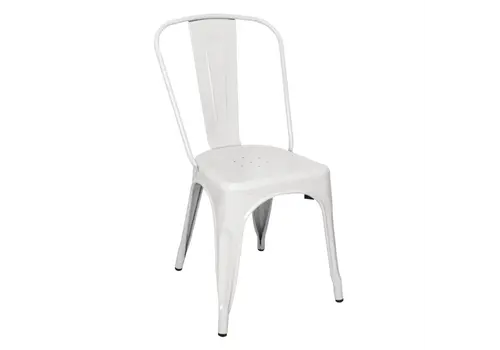  Bolero bistrot | chaise d'appoint en acier | blanc | (4 pièces) 
