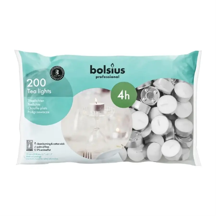 Bougies chauffe-plat 4 heures | 200 pièces | 8,5 (h) x 21 (l) x 38,5 (p) cm