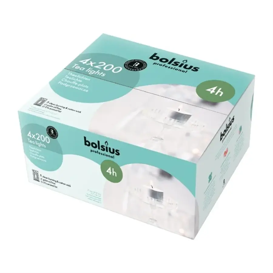 Bougies chauffe-plat 4 heures | 200 pièces | 8,5 (h) x 21 (l) x 38,5 (p) cm
