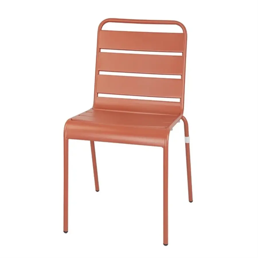 Terracotta slatted steel side chairs | 4 pieces |