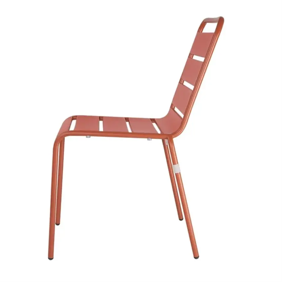 Chaises d'appoint en acier à lattes en terre cuite | 4 pièces |