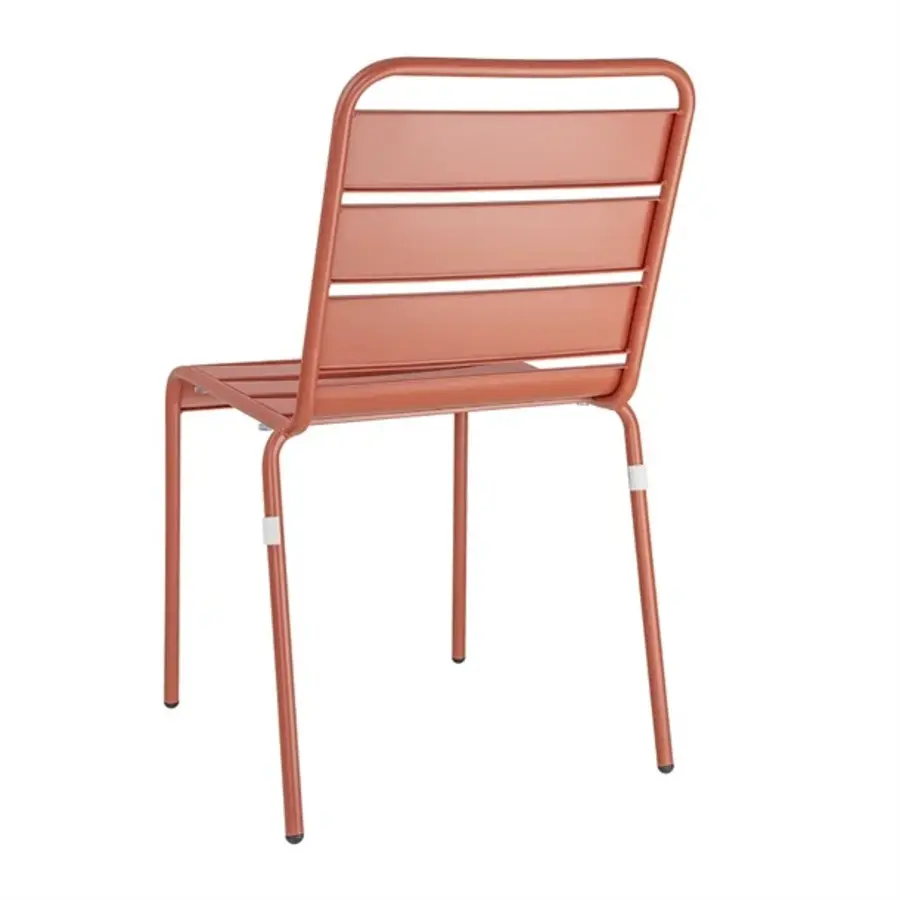 Terracotta slatted steel side chairs | 4 pieces |