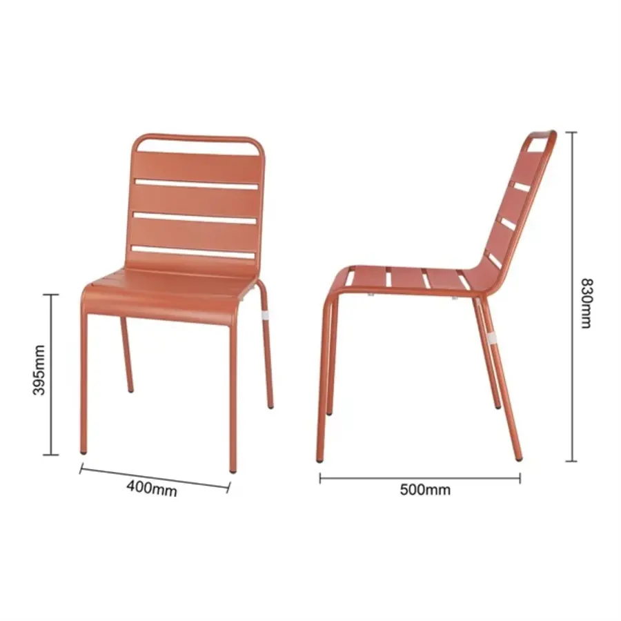 Chaises d'appoint en acier à lattes en terre cuite | 4 pièces |