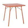 Bolero Table carrée à lattes en acier Terracotta | 71(H)x70(L)x70(P)cm.