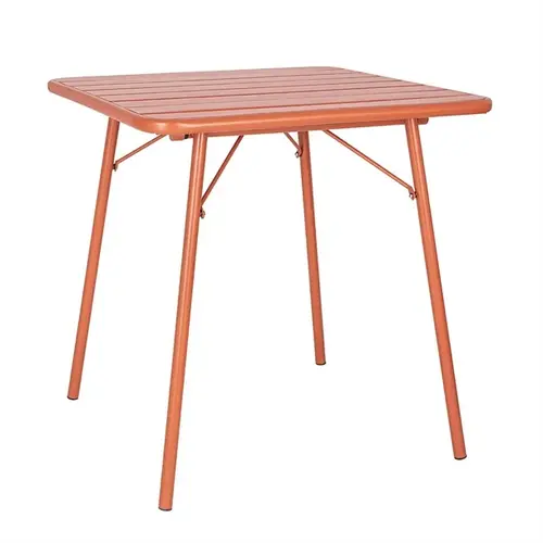  Bolero Terracotta square steel slatted table | 71(H)x70(W)x70(D)cm. 
