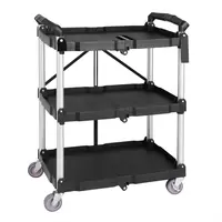 Chariot pliable à 3 couches | Noir | Polypropylène | 83,5 (h) x 64,5 (l) x 40,5 (p) cm