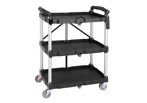  Vogue 3-tier folding trolley | Black | Polypropylene | 83.5(h) x 64.5(w) x 40.5(d)cm 