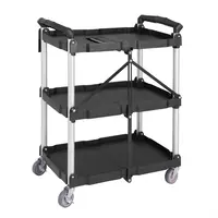 3-laags opvouwbare trolley | Zwart | Polypropyleen | 83,5(h) x 64,5(b) x 40,5(d)cm