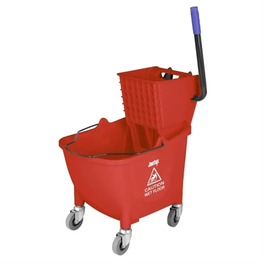 Jantex | 30-Liter-Wischeimer mit Fußpedalauslösung | Rot