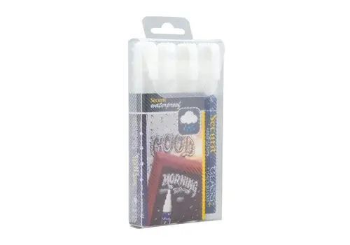 HorecaTraders Marqueur à craie imperméable | Verre + Tableau noir | Blanc | 14,7 (h) x 7,8 (l) x 1,5 (p) cm 