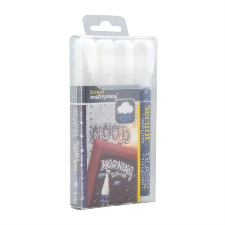 Marqueur à craie imperméable | Verre + Tableau noir | Blanc | 14,7 (h) x 7,8 (l) x 1,5 (p) cm