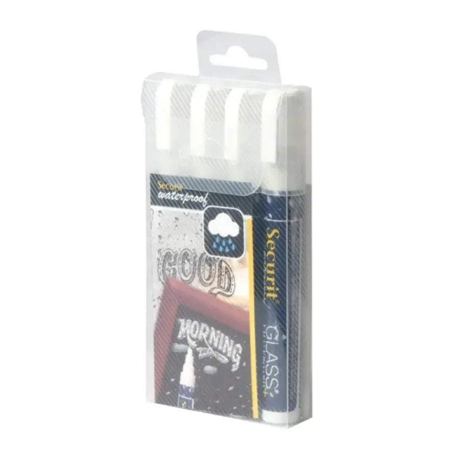 Marqueur à craie imperméable | Verre + Tableau noir | Blanc | 14,7 (h) x 7,8 (l) x 1,5 (p) cm