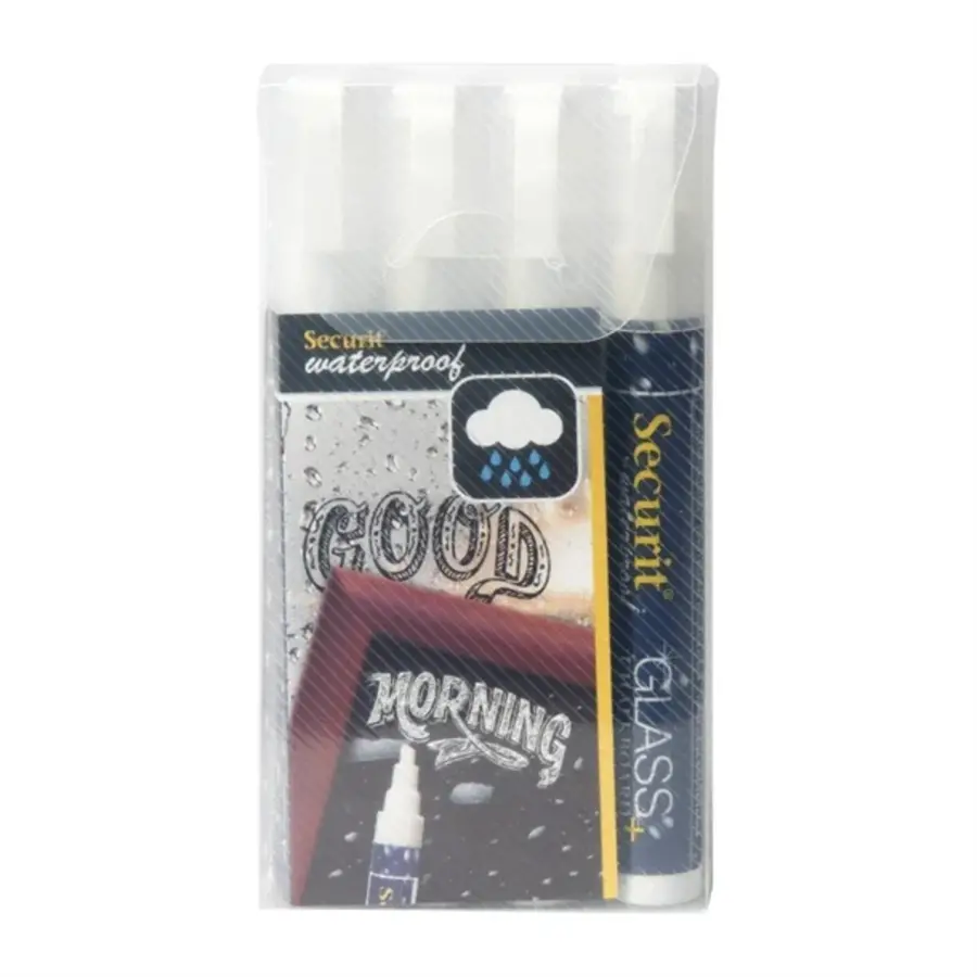 Marqueur à craie imperméable | Verre + Tableau noir | Blanc | 14,7 (h) x 7,8 (l) x 1,5 (p) cm